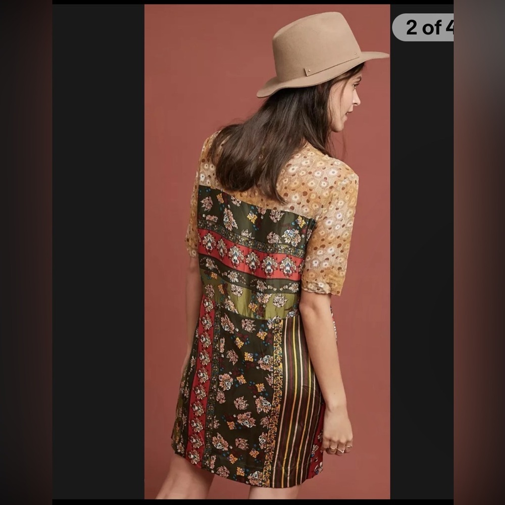 Anthropologie Multicolor Patchwork Mini Dress. Li… - image 2